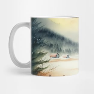 Chritsmas Snow Winter Watercolor Landscapes series 9 Mug